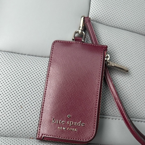 KATE SPADE STACI CARD CASE LANYARD IN DEEP BERRY NEW - Picture 7 of 7